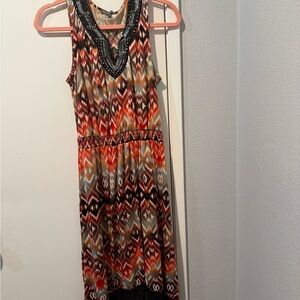 NY Collection Multicolor Patterned Midi Dress